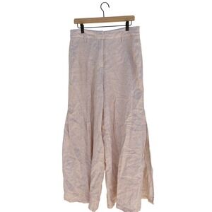 Elevenses Anthropologie Linen Wide Leg Pants Womens Slit Hem Casual, Sz 12